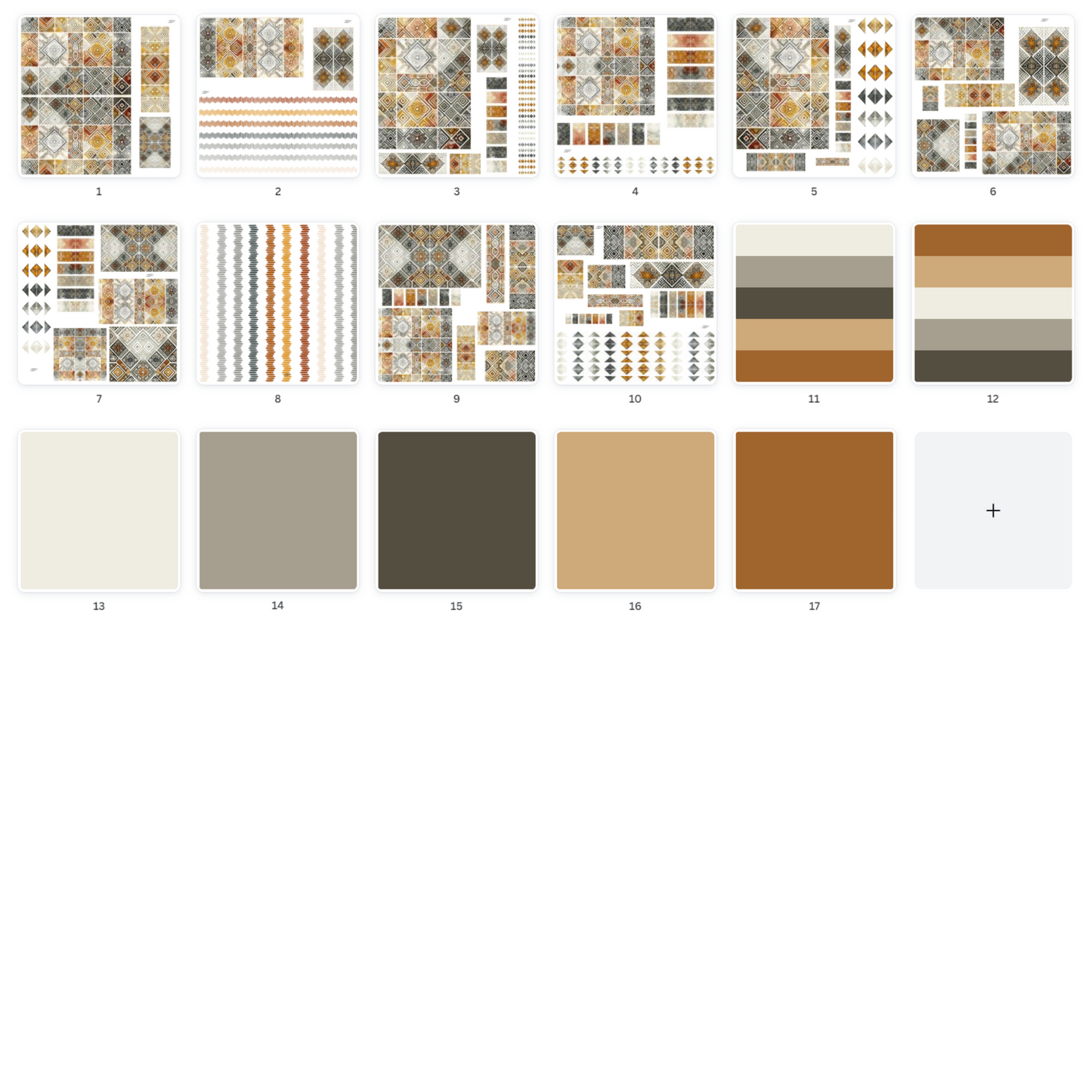 A comprehensive ephemera collection, of ornate decorations & patterns in shades of grey & orange, perfect for detailed scrapbooking decorations.