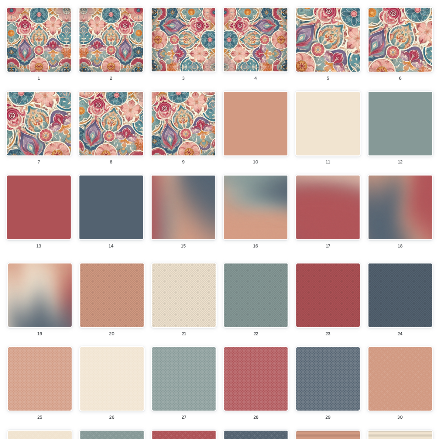 Exquisite artwork paper set featuring vibrant & ornate patterns, ideal for scrapbooking, download & print at Scrapbook Easily.