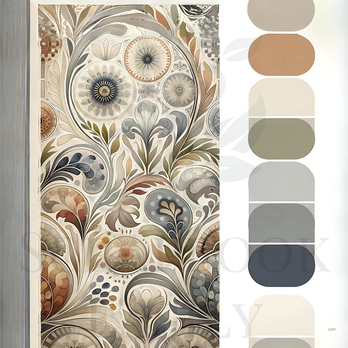 Vintage-inspired floral designs dominate this high-quality digital page from Renaissance Revival Ephemera, available in multiple formats at Scrapbook Easily.