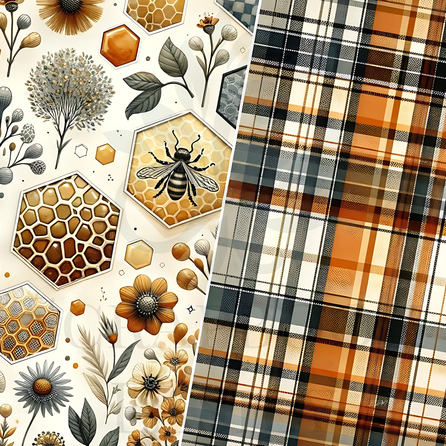 High-quality digital papers combining traditional Tartan with nature elements. Unique blend of classic Tartan & detailed botanical prints, perfect for bespoke scrapbooking needs, by Scrapbook Easily, download from www.scrapbookeasily.com.