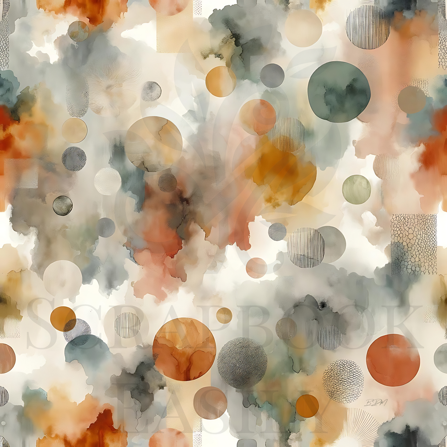 Download artistic watercolour patterns with floating geometric shapes for unique scrapbooking designs at www.scrapbookeasily.com.