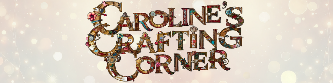Caroline's Crafting Corner banner decorated with intricate, vintage-style letters adorned with crafting motifs, perfect for Scrapbook Easily enthusiasts seeking creative inspiration.