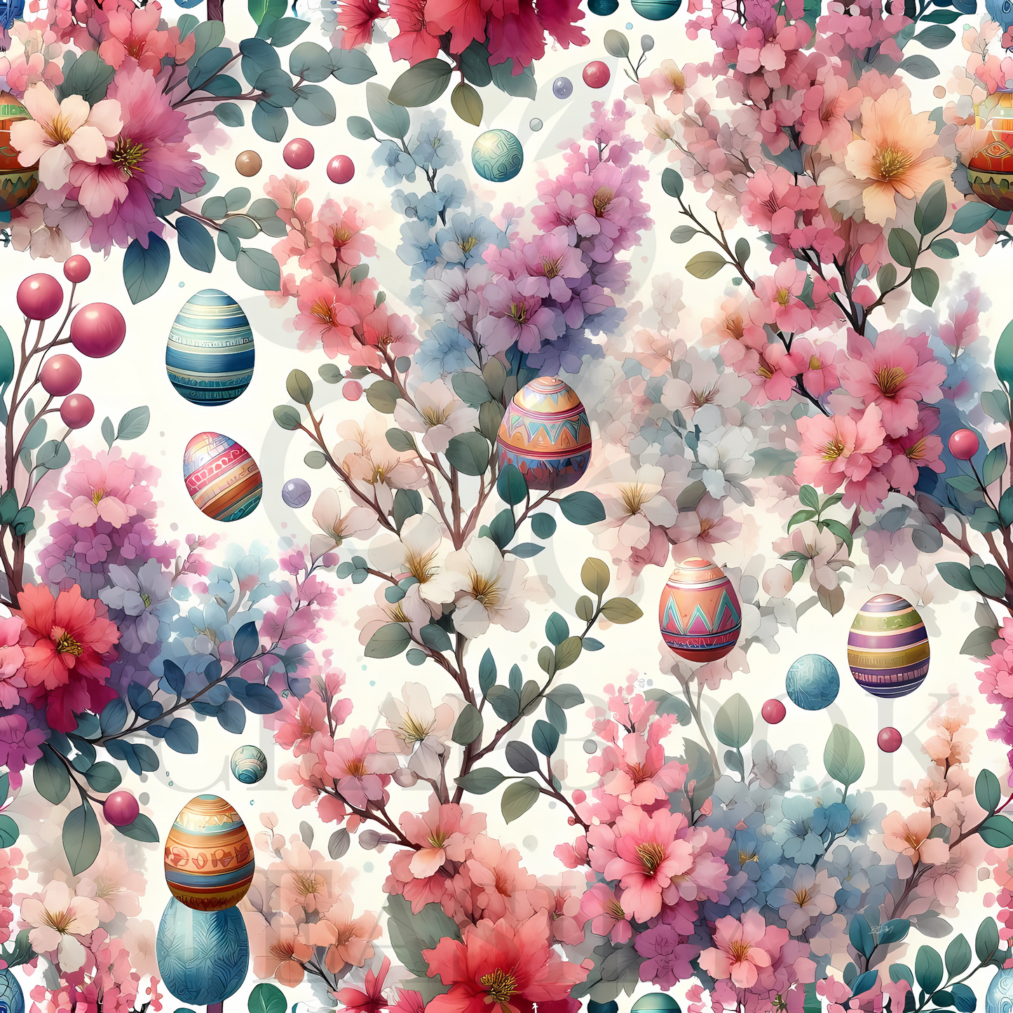 Colourful Easter eggs & vibrant flowers for scrapbook designs. Perfect for download & print from Scrapbook Easily. Enhance your creative projects with this beautiful floral pattern featuring pastel blossoms & decorative eggs. www.scrapbookeasily.com