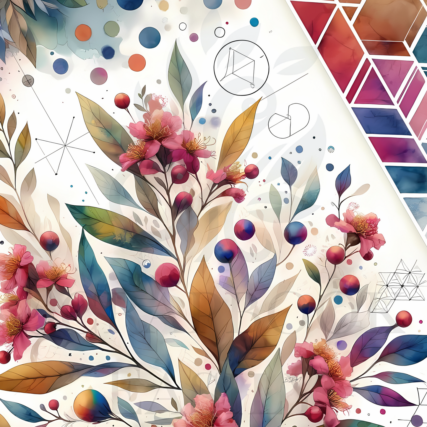 Vivid botanical designs paired with sleek geometry for a contemporary Easter scrapbook look; available at Scrapbook Easily.