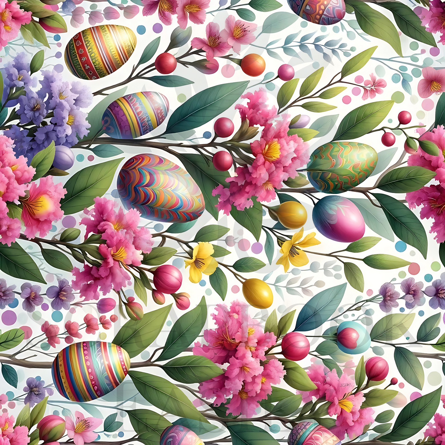 Download vibrant Easter eggs & blossoms background for scrapbooking from Scrapbook Easily, www.scrapbookeasily.com. Perfect for crafting & creative projects.