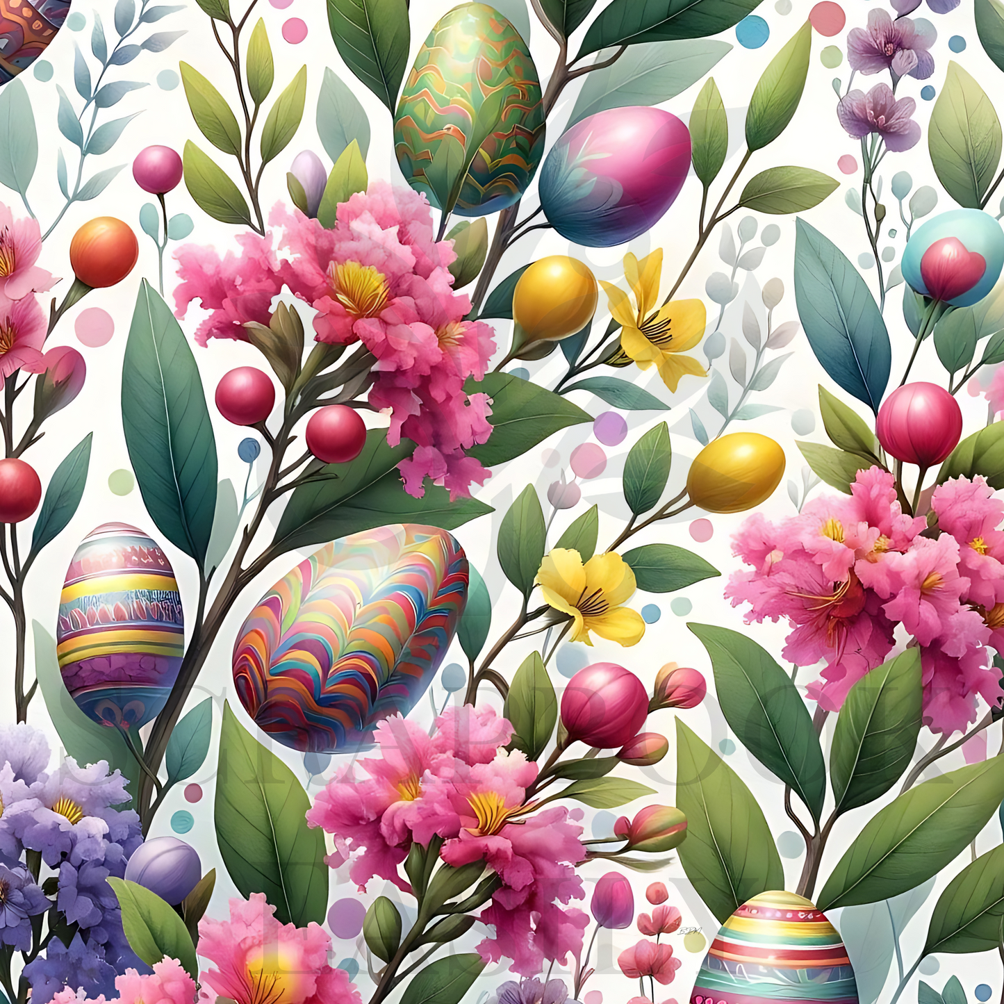 Enhance your scrapbook with Eggs & Flora 1, featuring ornate Easter eggs & full blooms. Available at Scrapbook Easily, www.scrapbookeasily.com.