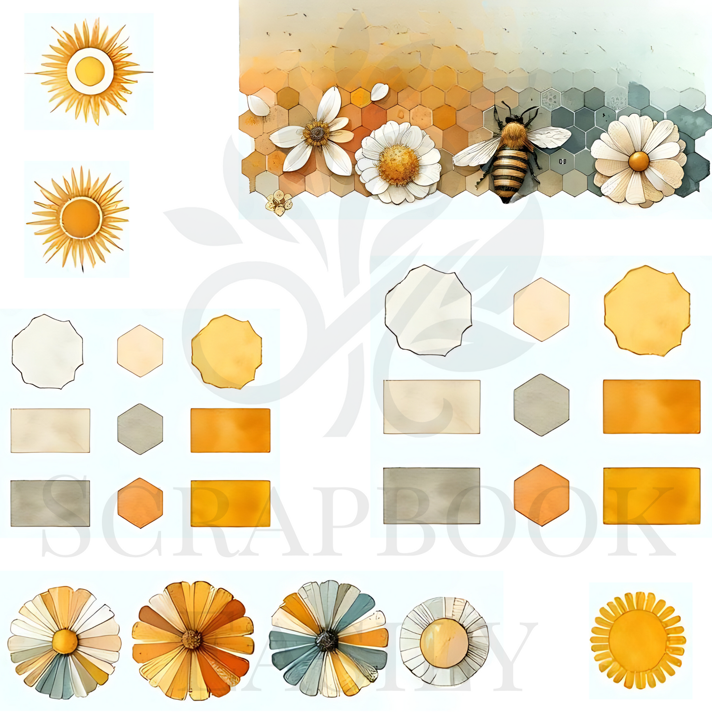 Scrapbook Easily offers these elegantly crafted ephemera decorations with sun motifs, bees, & floral designs, ideal for personalised scrapbooking projects.