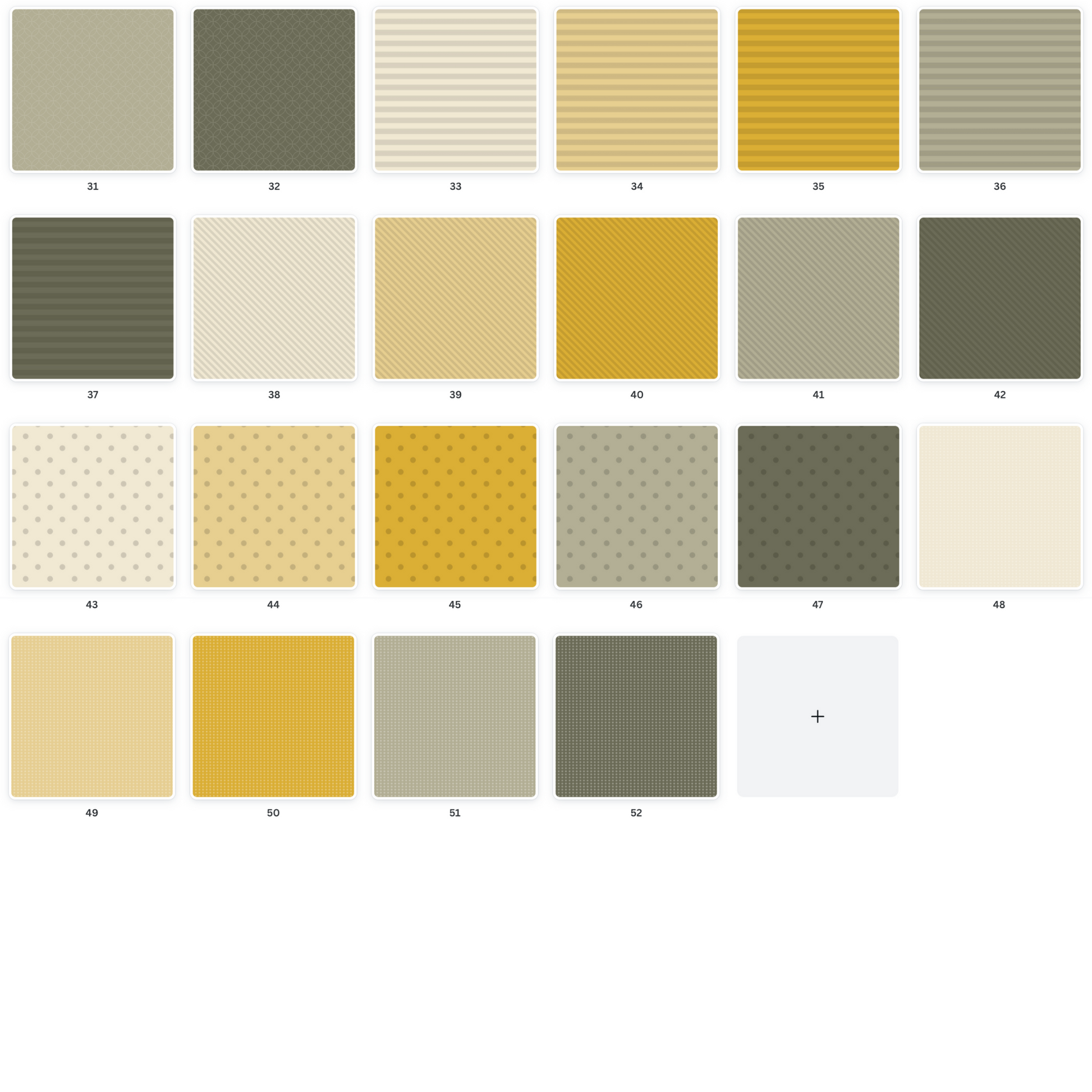 Variety pack of digital paper designs featuring solid colours, gradients, & patterns in neutral & yellow hues, ideal for digital scrapbooking, downloadable printables, & creative crafts.