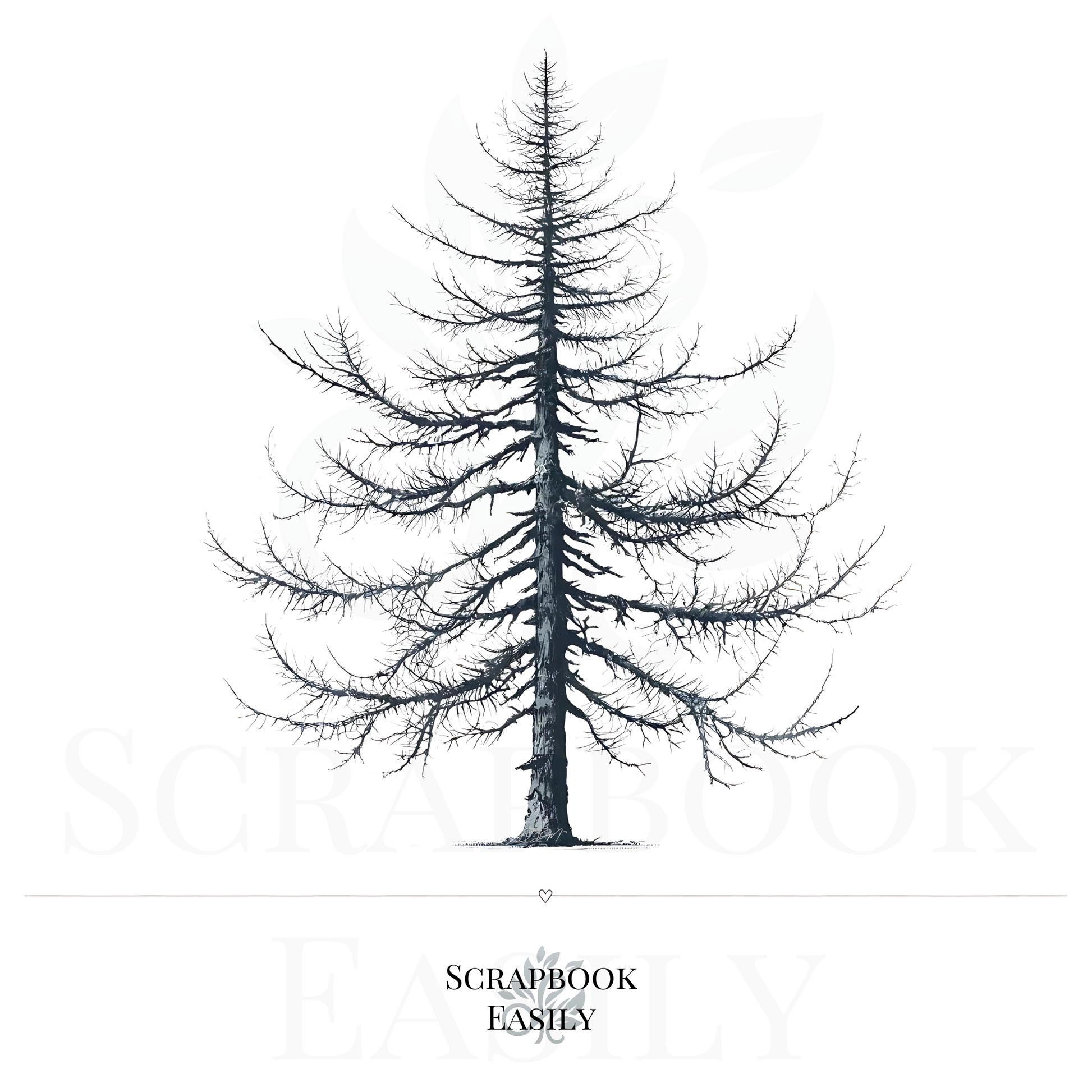 Stunning Norway Spruce Tree artwork from Scrapbook Easily, perfect for Christmas crafts, fingerprint trees, & watercolour home decor, available in PDF & PNG.