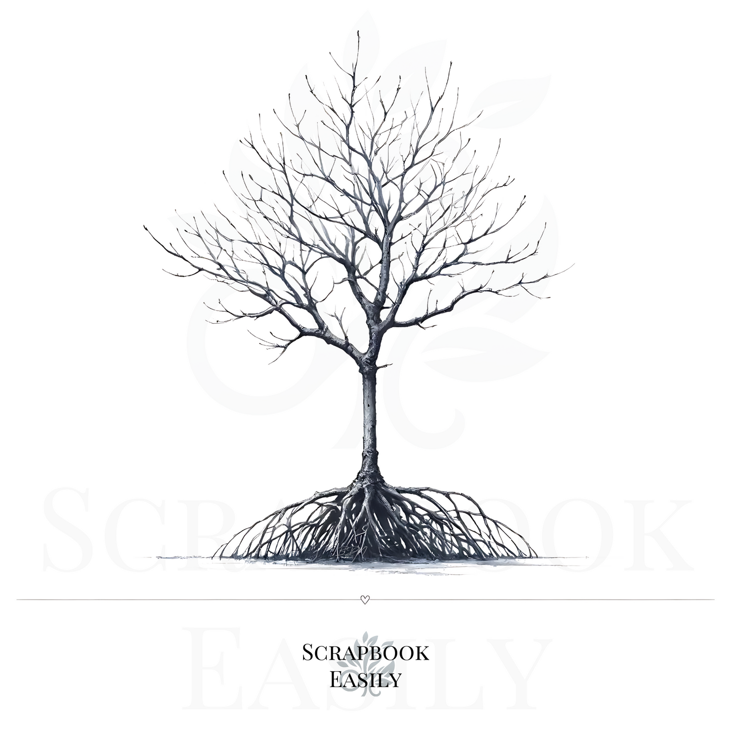 Stunning artwork of a Red Mangrove Tree with visible aerial roots, ideal for DIY projects like fingerprint trees & watercolour home decor, available at Scrapbook Easily.