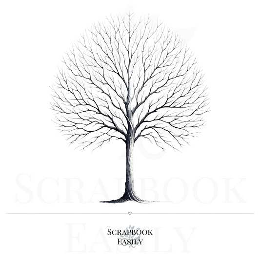 Stylish Sakura Tree artwork from Scrapbook Easily, ideal for creating DIY fingerprint trees & watercolour home decor, available in PDF & PNG.