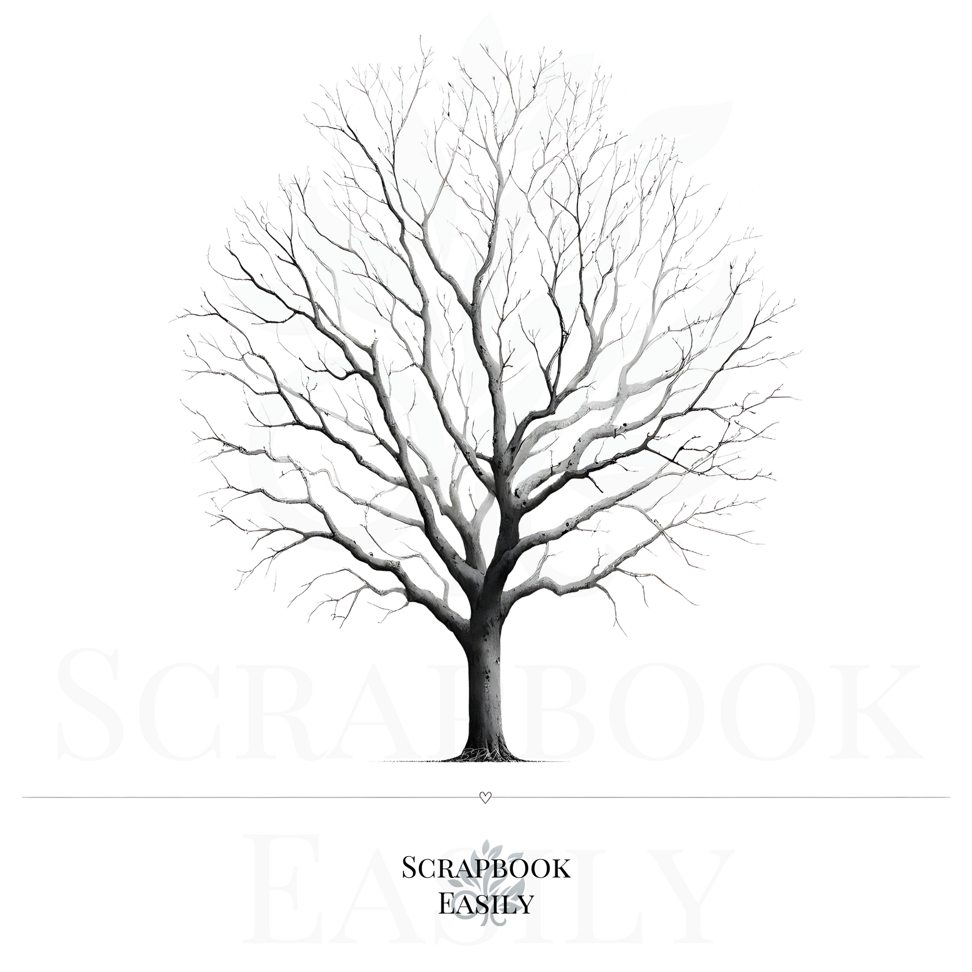 Starkly elegant Sugar Maple Tree artwork from Scrapbook Easily, ideal for DIY & crafting, available in high-resolution PDF & PNG formats.