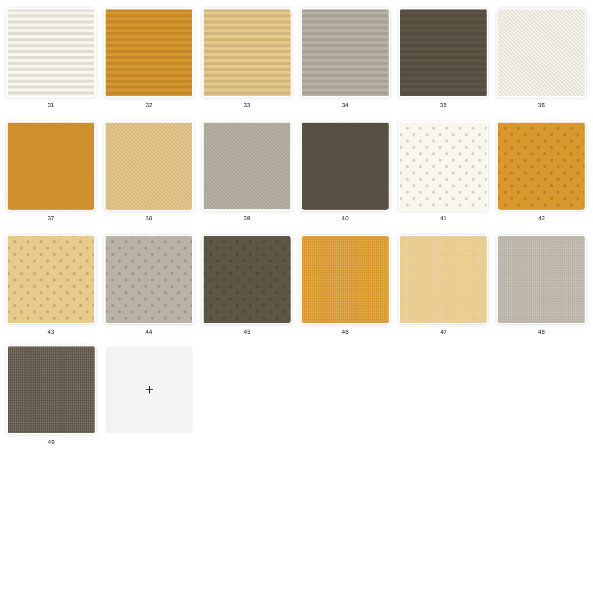 Assorted high-resolution scrapbooking paper designs, featuring a variety of patterns like stripes, polka dots, gradients, & textured solids in warm & neutral tones, ideal for digital & print scrapbooking projects, available for purchase & instant download.