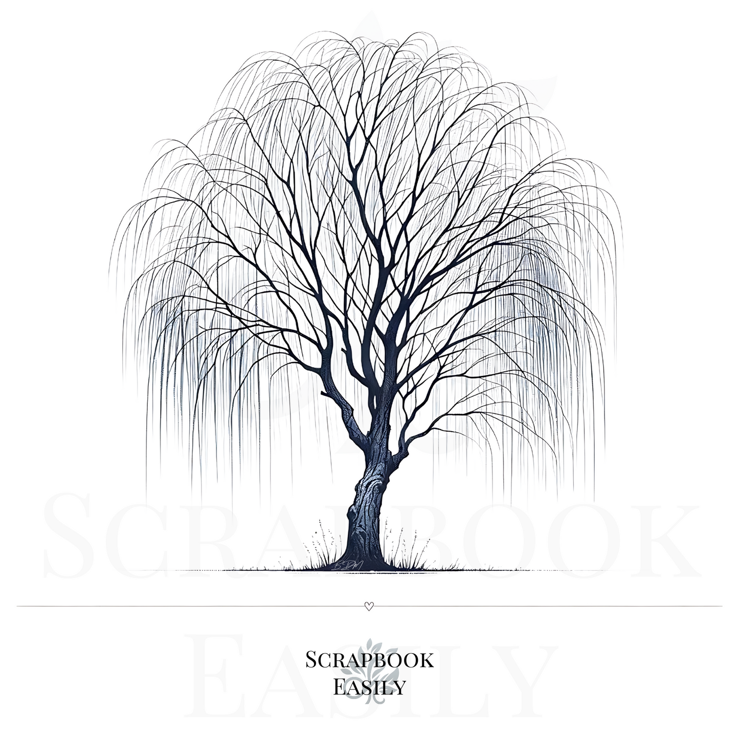 Elegant Weeping Willow Tree illustration available at Scrapbook Easily. Perfect for DIY projects & downloadable in high-quality PDF & PNG formats.